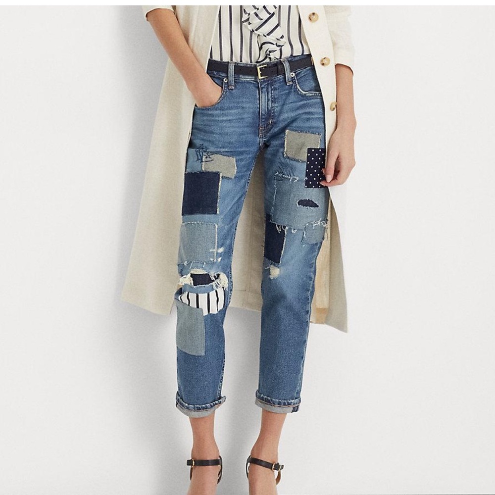 Ralp Lauren Relaxed Tapered Patchwork Ankle jeans